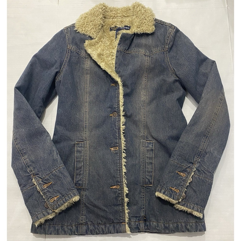 Abercrombie and Fitch Jean Jacket Sherpa Lined Button Up Women's Medium